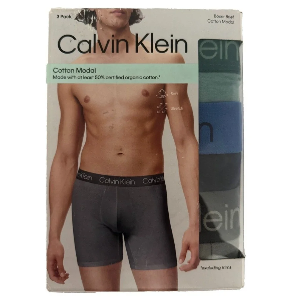 Calvin Klein Men's Cotton Modal Boxer Briefs 3 Pairs Stretch Size XL New
